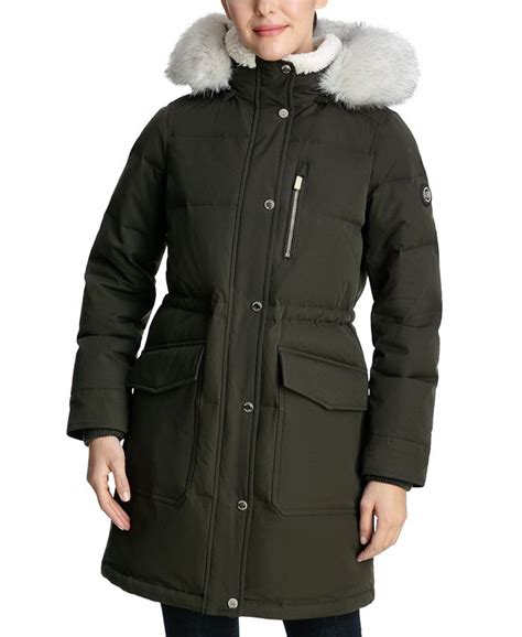 michael kors faux-fur-trim hooded puffer coat created for macy's|Michael Kors hooded puffer coat.